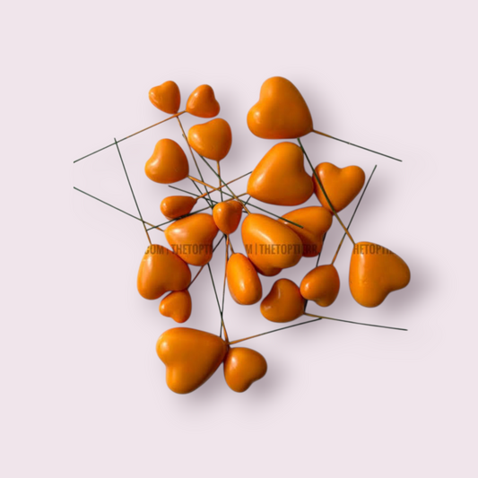 Heart Faux Orange Colour  20 pcs pack