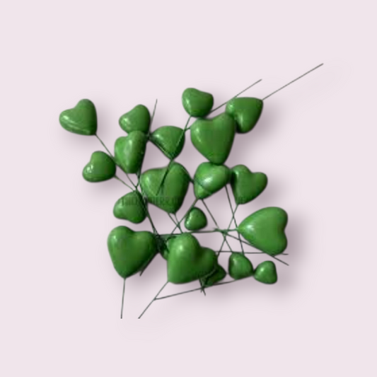 Heart Faux Green Colour  20 pcs pack