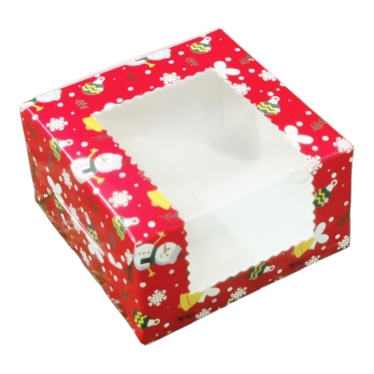 Brownie Box 1P Christmas Red - Size 3×3×2 |10 PC's pack
