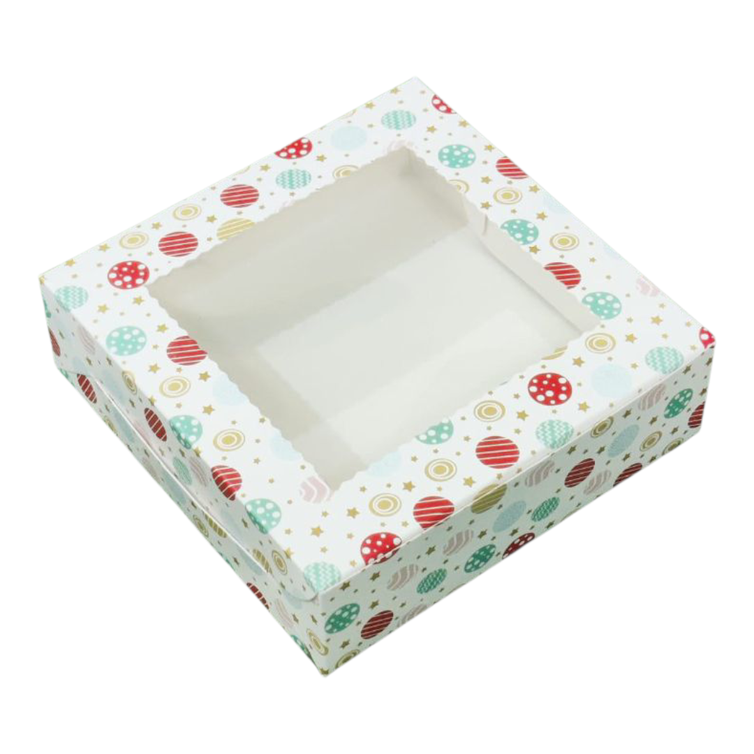 Brownie Box 4 Pcs Polka Dot White- Size 6×6×2 |10 PC's pack