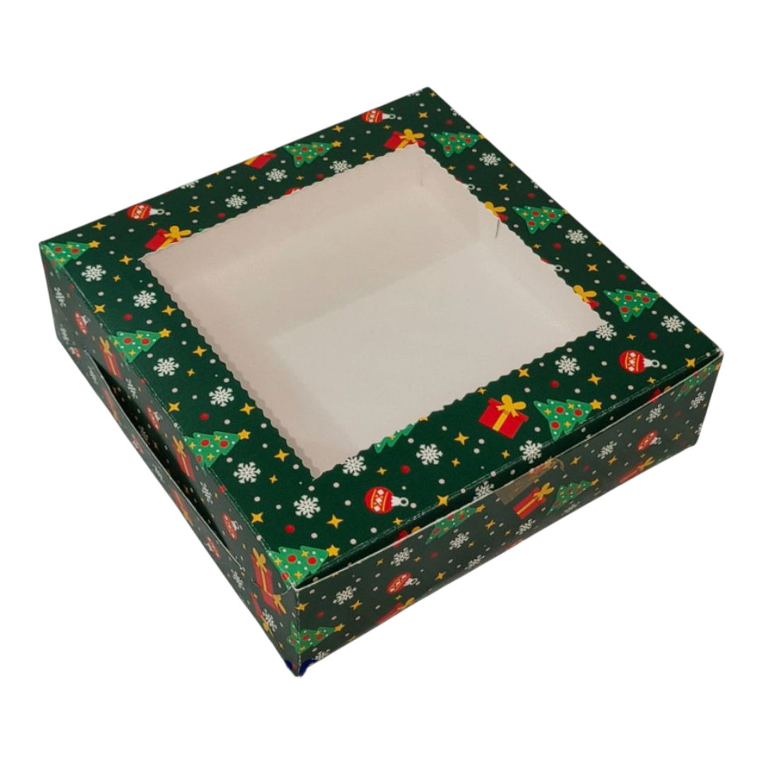 Brownie Box 4 P Christmas Green - Size 6×6×2 |10 PC's pack
