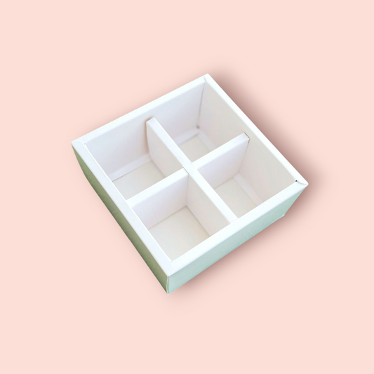 Brownie Box Partition 4 Pcs White- Size 6×6×2 |10 PC's pack