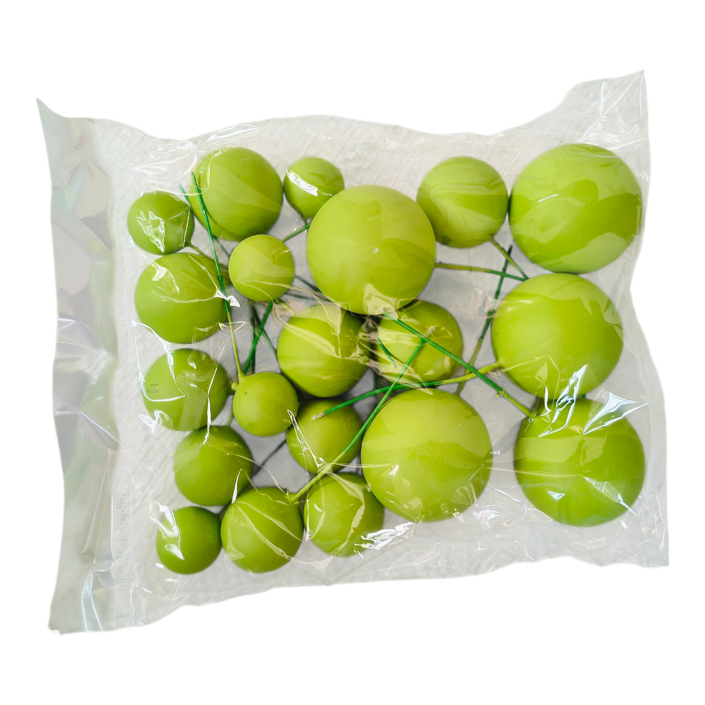 Matt Colour Faux Ball-|Parrot Green| Multisize| 20 PC's pack