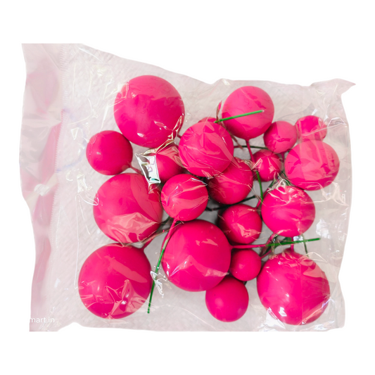 Matt Colour Faux Ball-|Dark Pink | Multisize| 20 PC's pack