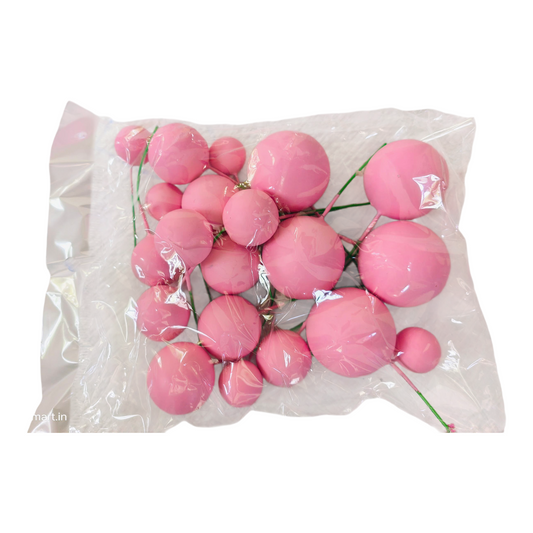 Matt Colour Faux Ball-|Pink | Multisize| 20 PC's pack