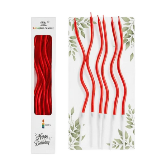SPIRAL CANDLE RED 6 PCS PACK