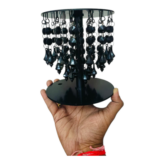 Acrylic Crystal Jhoomer Black| Top-Bottom 6" inch, Height -6.5" inch