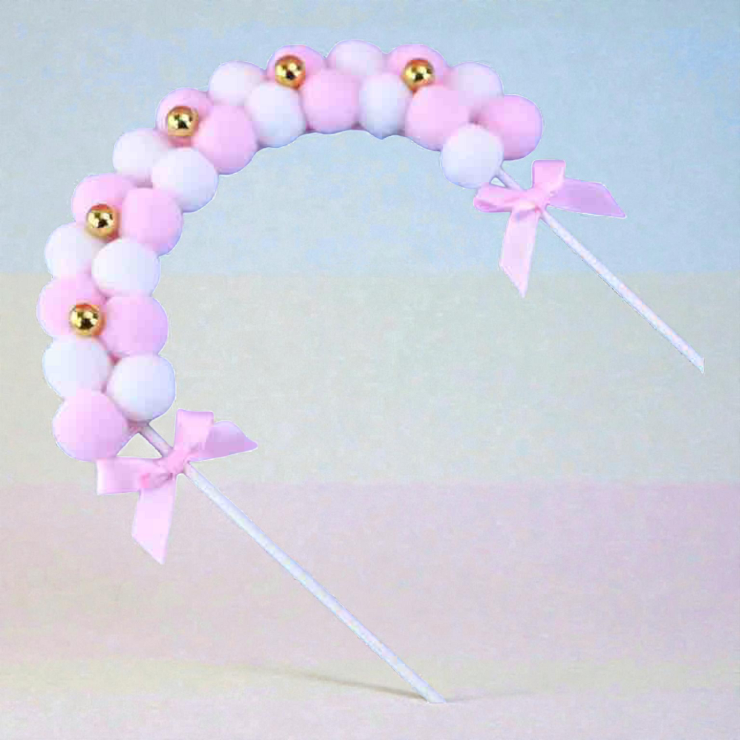 POM POM CAKE TOPPER PINK WHITE
