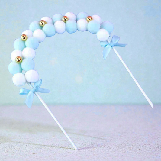 POM POM CAKE TOPPER BLUE WHITE