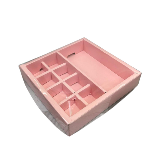 HAMPER BOX 8 CAVITY CHOCOLATE + BAR CHOCOLATE |  PASTEL PINK| 10 PCS PACK