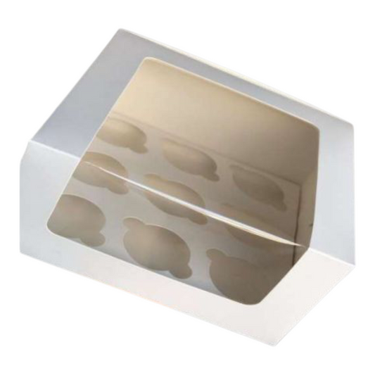 9 CUP CAKE BOX |DOUBLE WINDOW WHITE COLOR | SIZE 10×10×5 PCS PACK