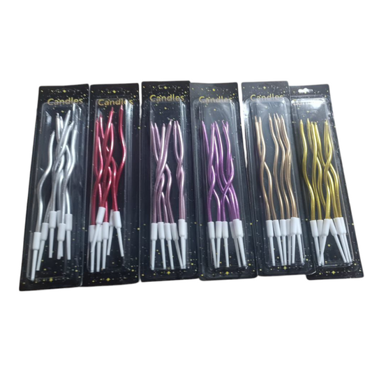 SPIRAL CANDLE COMBO 10 PACKS, ASSORTED COLORS