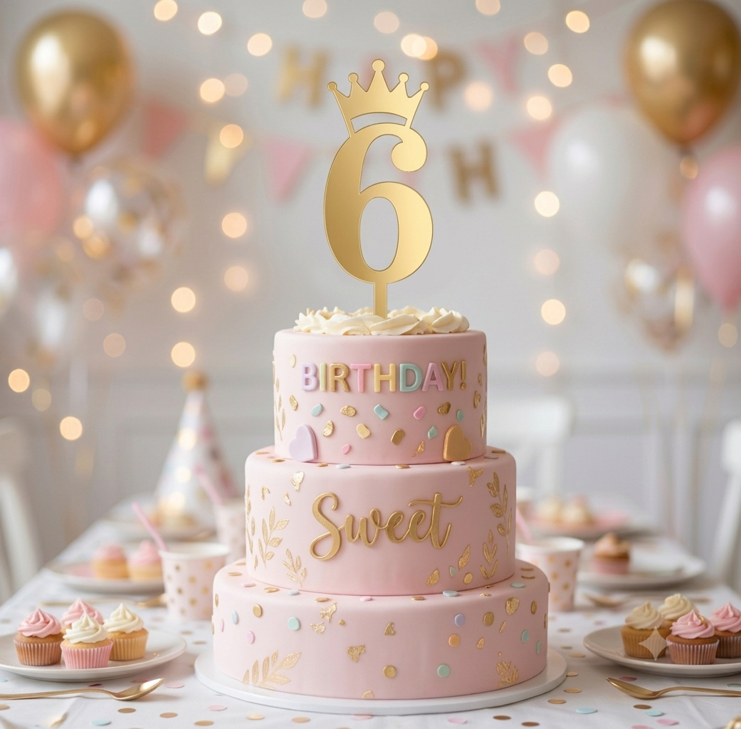 ACRYLIC NUMBER TOPPER  CROWN 6