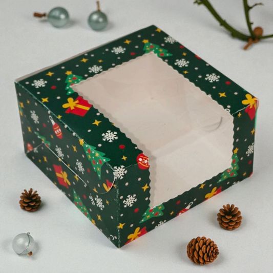 Brownie Box 1P Christmas Green - Size 3×3×2 |10 PC's pack