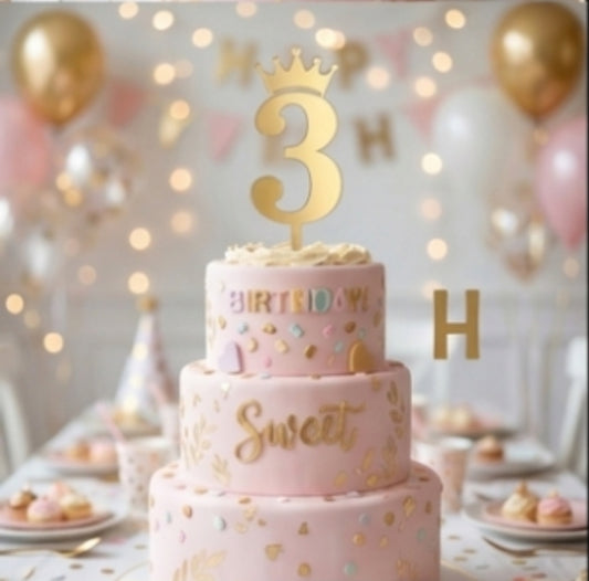 ACRYLIC NUMBER TOPPER  CROWN 3