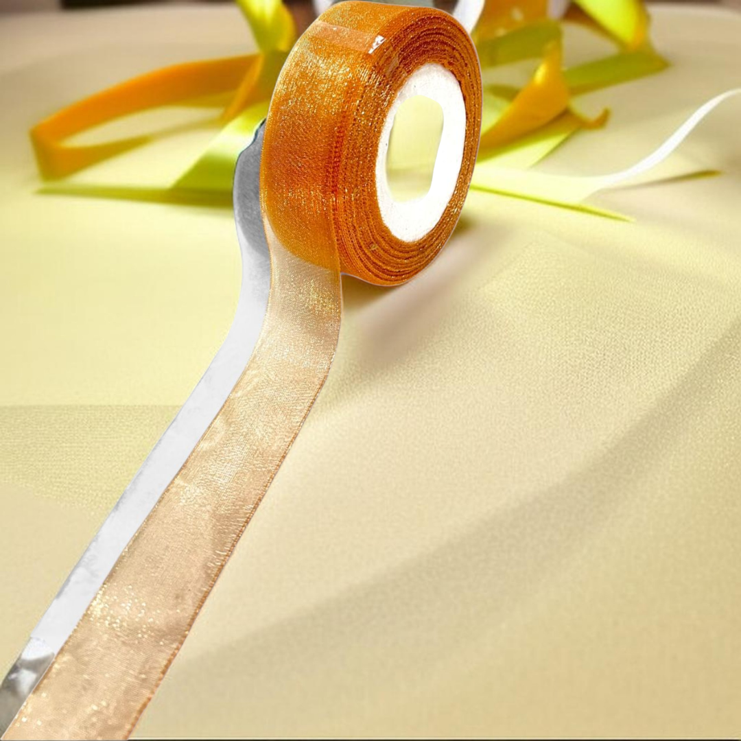 Premium organza Ribbon | size- 25 mm-|  Length -30 mtr|Light Orange