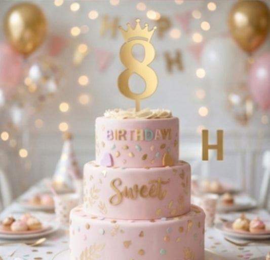 ACRYLIC NUMBER TOPPER  CROWN 8