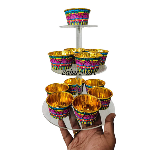 3 Tier Round Acrylic Cake Spacer | Layered Spacer | Dessert Display Stand | Top-4", Middle 6" , Bottom 8"