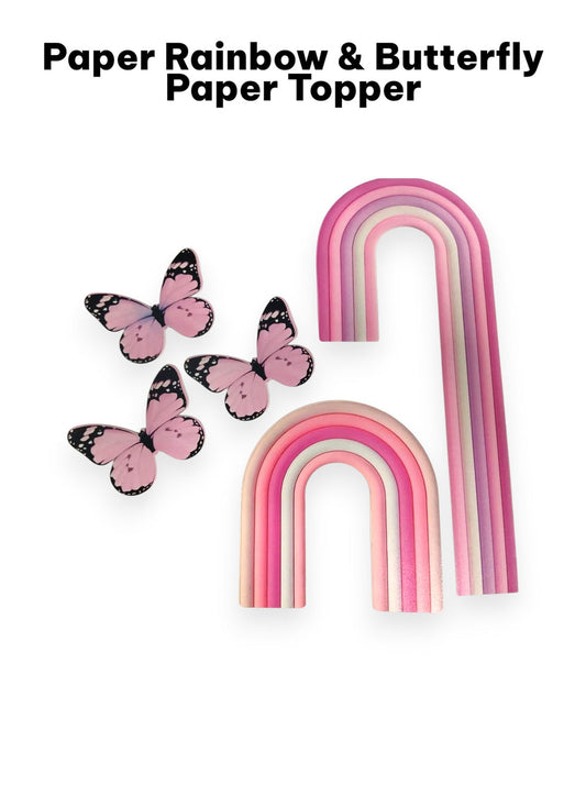 Paper Rainbow Topper Sets with Butterflies | Pack Of 6 pcs #Design 6