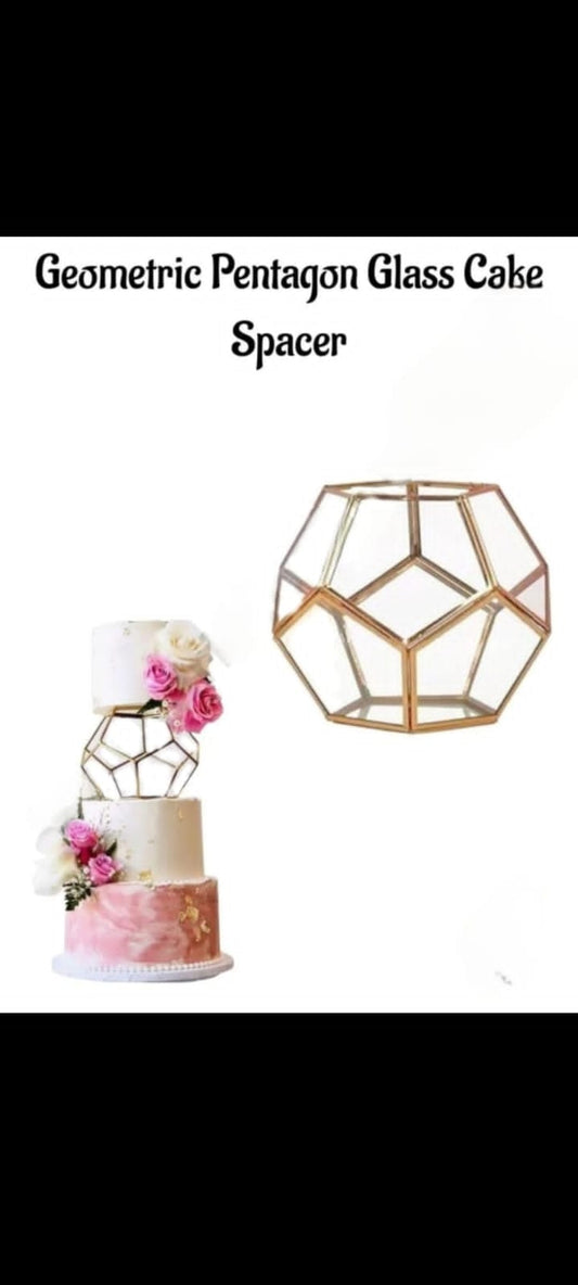 Geometric Pentagon Glass Cake Spacer 7.5 inch X 6 inch Clear Cake Display Spacer