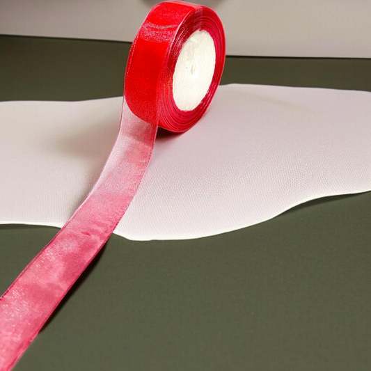 Premium organza Ribbon | size- 25 mm-|  Length -30 mtr|Dark Red
