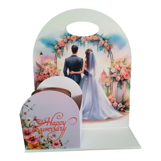 Happy Anniversary Foldable Cake & Flower Hamper Design -1