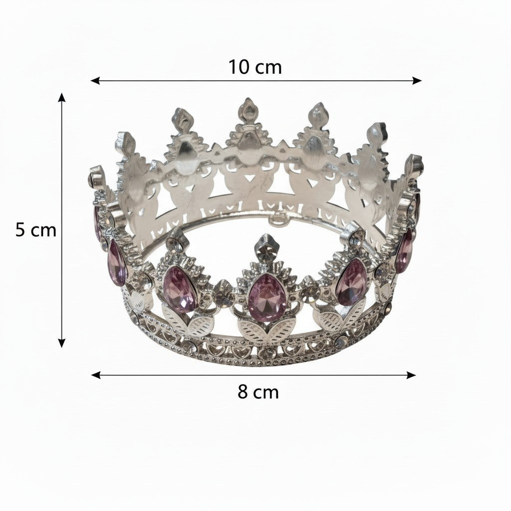 Plastic Cake Crown  Diamond Toppers | Design No.FS 10 | Silver