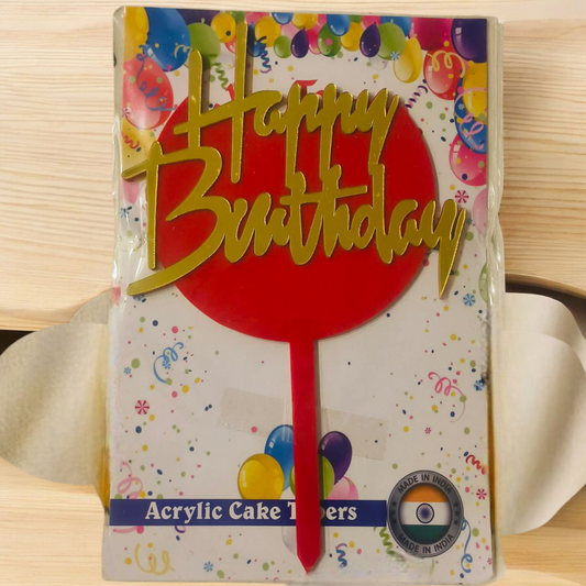 Double Layer Acrylic  Birthday Topper Red 5''-#4