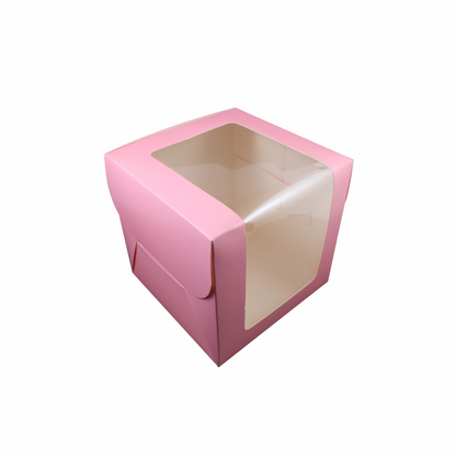 Cake Box 10*10*8 L Window Pink|  10 PCS PACK