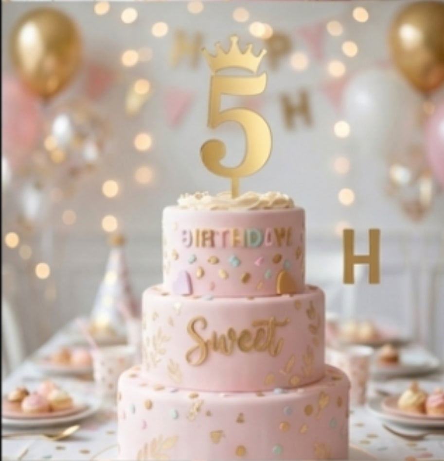 ACRYLIC NUMBER TOPPER  CROWN 5