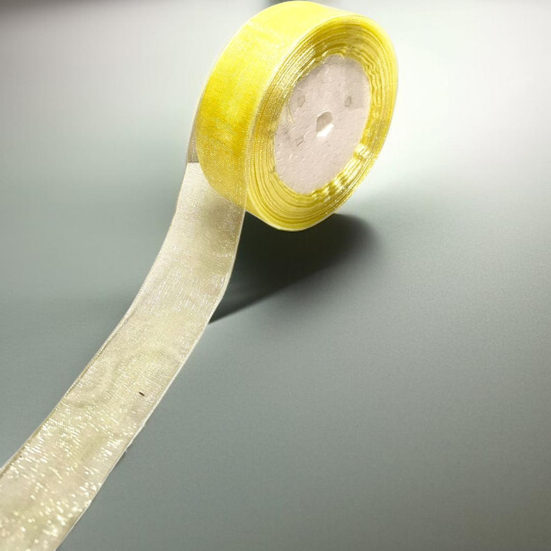 Premium organza Ribbon | size- 25 mm-|  Length -30 mtr|light Yellow