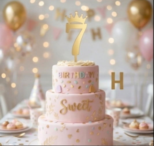 ACRYLIC NUMBER TOPPER  CROWN 7