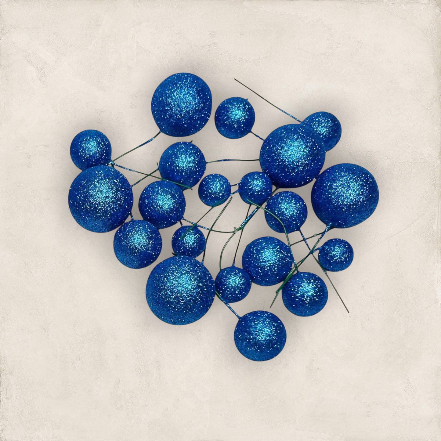 Glitter Faux Ball Blue Colour  20 pcs pack