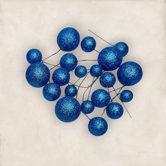 Glitter Faux Ball Blue Colour  20 pcs pack