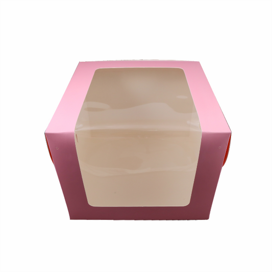 Cake Box 10*10*8 L Window Pink|  10 PCS PACK