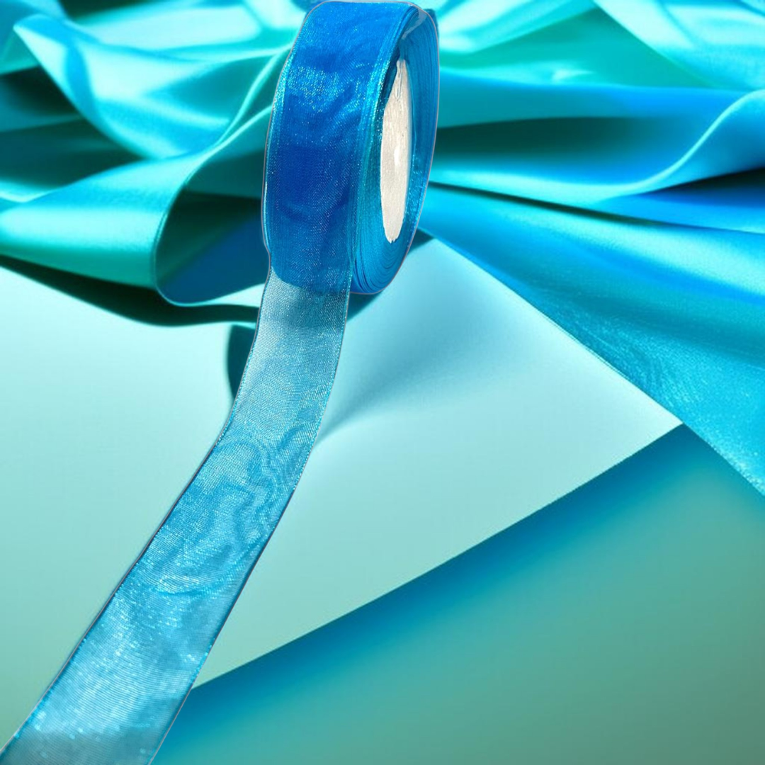 Premium organza Ribbon | size- 25 mm-|  Length -30 mtr|Blue
