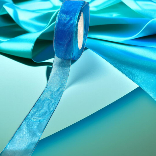 Premium organza Ribbon | size- 25 mm-|  Length -30 mtr|Blue