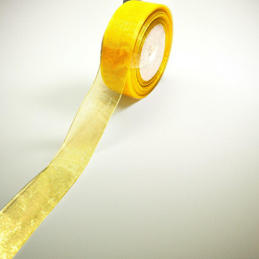 Premium organza Ribbon | size- 25 mm-|  Length -30 mtr|Yellow