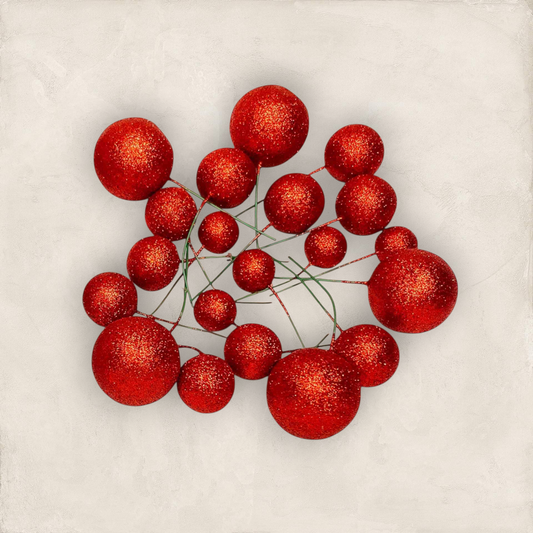 Glitter Faux Ball Red Colour  20 pcs pack