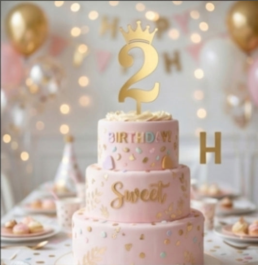 ACRYLIC NUMBER TOPPER  CROWN 2