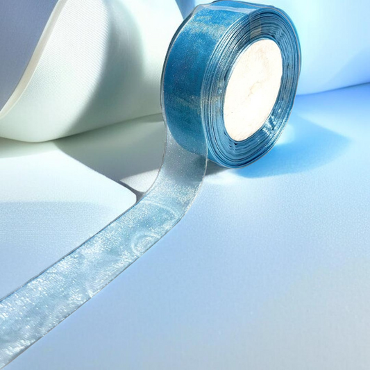 Premium organza Ribbon | size- 25 mm-|  Length -30 mtr|Sky Blue