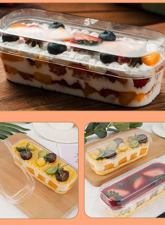Pvc Rectangular Dessert Container| Size 145L × 4W× 5H | 10 pcs pack