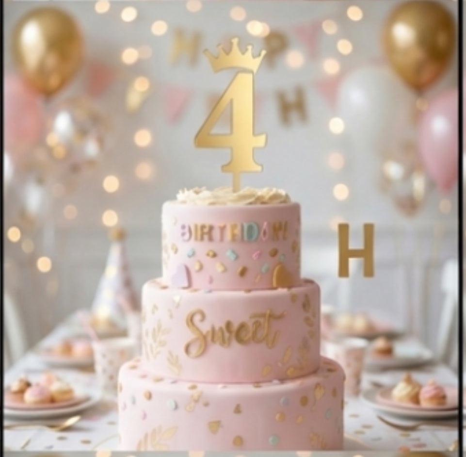 ACRYLIC NUMBER TOPPER  CROWN 4
