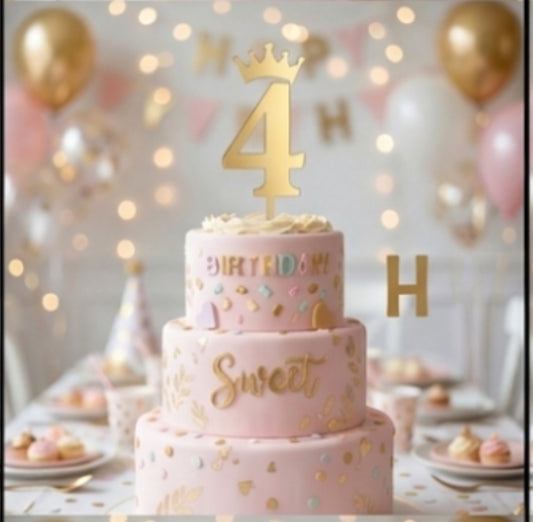 ACRYLIC NUMBER TOPPER  CROWN 4