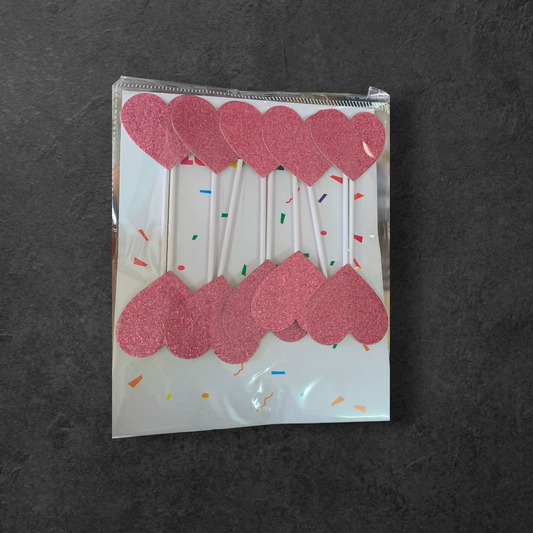 HEART GLITTER ROSE GOLD TOPPER 10 PCS PACK