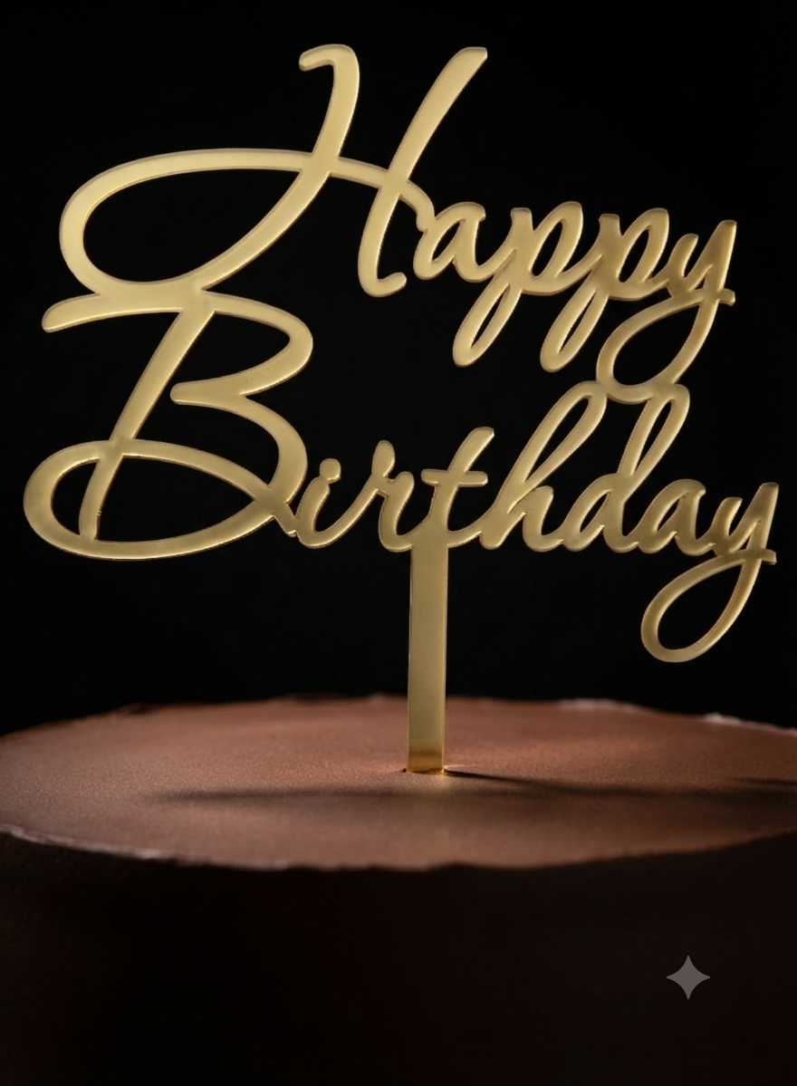 Happy Birthday Acrylic Topper 5''#18