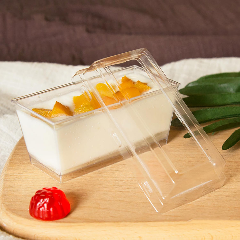 Acrylic Mini Rectangular Dessert Tubs| Best For Pudding , Tiramisu , Mousse | 10 PC's pack