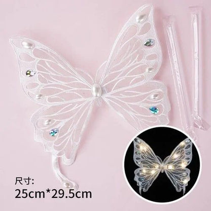 Ceramics Fairy Doll Cake Topper Standing With Embroidered Butterfly Wings