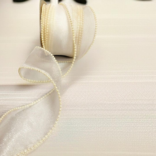 Pearl Ribbon| Size 2 inch | Length 9 Mtr |Pearl White