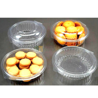 Pet Round Hinged Container Capacity 590 Ml -20 oz |  size 6.8*2.3 inch | 10 pcs pack